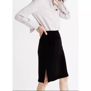 NWT MADEWELL Black Faux Velvet Pencil Skirt
